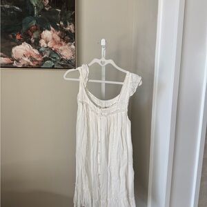 Free People White Sleeveless Mini Dress with Button Front